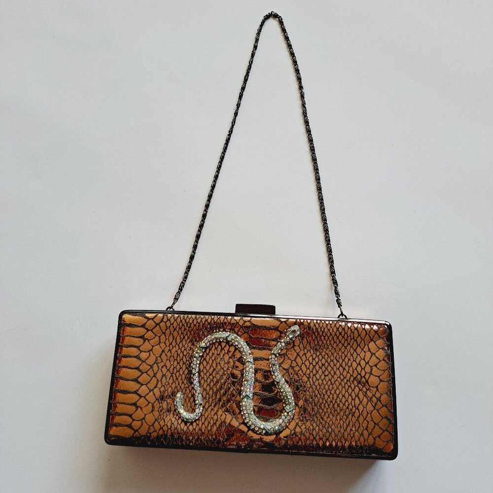 Women Snake Bag Purse Evening Clutch on a Chain